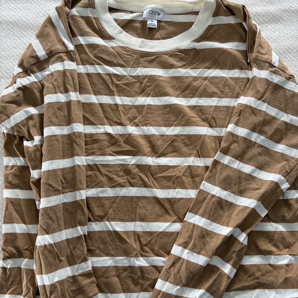 J.Crew Cream and Brown Shirt